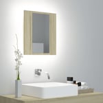 vidaXL badeværelsesskab m. spejl + LED-lys 40x12x45 cm sonoma-eg