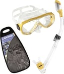Cressi Onda and Dry Snorkel Combo Set - Clear/Yellow