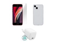 eSTUFF - Tillbehörssats för mobiltelefon - charger, cover, glass - för Apple iPhone SE (3rd generation)