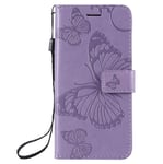 Thoankj Samsung Galaxy A52 5G Case, Galaxy A52s 5G Case Shockproof PU Leather Flip Phone Cover Butterfly with Stand Magnetic Folio Soft TPU Bumper Protective Case for Samsung A52 Wallet Case Purple