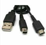 2 in 1 USB Charging Cable for Nintendo 3DS,DSi,DSi XL & DS Lite - 1M Long