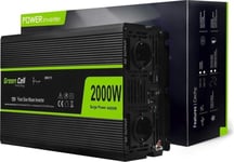 GRÖN CELL 12V| Spänning bilväxelriktare 12V till 220V/230V, 2000W (kontinuerlig) ren sinusvåg