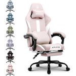 Chaise Gaming, Chaise de Gamer, Chaise de Bureau Respirante en Tissu de Haute Qualité, avec Repose-Pieds,Rose