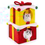 2-vånings julkattgrotta med pilbåge och boll staplingsbara presentförpackningar Cat House