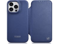 Icarer Ce Foliofodral I Premiumläder Iphone 14 Pro Max Med Magnetisk Klaff Magsafe Blå (Wmi14220716-Bu)