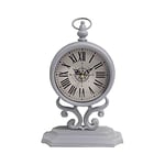 DRW Horloge de Bureau en métal Blanc 20 x 10 x 29,5 cm