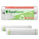 FoodSaver Rouleaux d’emballage sous vide - Sacs alimentaires recyclables et réutilisables - Conservent la fraîcheur de vos aliments jusqu’à 5 fois plus longtemps - Sans BPA - 2 rouleaux (28 cm x 3 m)
