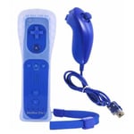 OUTAD Manette 2 en 1 Motion Plus Remote Nunchuck + Housse pour Nintendo Wii - U Bleu foncé