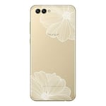 NOVAGO Compatible Huawei Honor View 10 Coque Transparente Souple résistante Anti Choc avec Impression de qualité (1 Coque, Fleur Blanche)