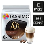 Tassimo Coffee Pods L'OR Latte Macchiato T Discs 10 Packs (80 Drinks)