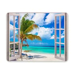 Summer Beach Window with Tropical Beach Chair and Palm Tree Rectangle Non Slip Rubber Comfortable Computer Mouse Pad Gaming Mousepad Mat with Designs for Office Home Woman Man Employee