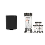 Brabantia Bo Pedal Bin - 1 x 60L Inner Bucket (Matt Black) Waste/Recycling Kitchen Bin + M Liners Multipack Box (120 rolls)