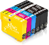 KING OF FLASH Replacement for Epson 18 18XL Ink Cartridges Compatible for Epson Expression Home XP-425 XP-422 XP-415 XP-412 XP-325 XP-322 XP-315 XP-312 XP-225 XP-215 XP-212 XP-405 (1 Set & 2BK))
