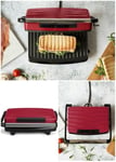 APPAREIL Grill Viande / Panini / ROUGE Bac récupérateur de graisse Plaque anti-adhe?sive 700W Haute qualité