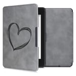 kwmobile Case Compatible with Amazon Kindle Paperwhite - Case e-Reader Cover - Brushed Heart Grey