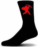 Black Valentines Socks with Red Cupid Design Socks - Great Novelty Gift Socks