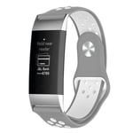 Fitbit Charge 3 flexible silicone watch band - Grey / White