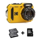 Kodak PIXPRO WPZ2 16MP 4x Zoom Tough Camera Kit inc Additional LB-015 Li-Ion Battery & 16GB MicroSD Card - Yellow
