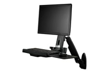 StarTech.com Väggmonterad arbetsstation - Ledat helt rörligt ståskrivbord med ergonomisk höjdjusterbar monitorarm och tangentbordsbricka - Mus- och skannerhållare - En enskild VESA-skärm monteringssats - för Bildskärm - svart