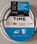 Iron Cable 3 core Flex round braided kettle cable 2043Y 1mm 2.5m replacement