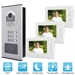 7 Inch HD IR Video Intercom Doorbell One Camera With Three Monitor (US Plug) FST