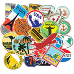 100 Pcs/set Travel Map Country Famous Logo PVC Waterproof Stickers Kids Toys Decor Suitcase Bicycle Car Guitar Skateboard F5