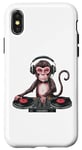 Coque pour iPhone X/XS Monkey Casque de DJ amusant pour homme, femme, enfant