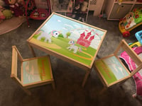 MakeThisMine Personalised Children’s Table and 2 Chairs STICKER ONLY LATT Kids Desk Set Any Name Unicorn Dino Car Rainbow Princess Fairytale Boy Girl Friends (Unicorn Fairytale)