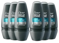 6 X Dove Men+Care Clean Comfort Anti-Perspirant Deodorant Roll On 50ml  6pack