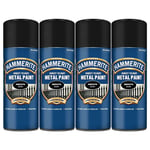4x Hammerite Direct To Rust Smooth Black Aerosol Quick Drying Spray Paint 400ml
