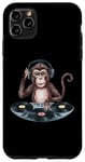Coque pour iPhone 11 Pro Max Monkey Casque de DJ amusant pour homme, femme, enfant