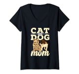 Womens Cat And Dog Mom Dogs Cats Lover Mother Mommy Mama Mother's V-Neck T-Shirt