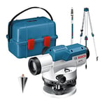 Bosch Professional Optical Level GOL 20 D (20x Magnification, Unit of Measure: 360 Degrees, Range: up to 60m, Measuring Rod GR 500, Tripod BT 160, in Carrying case)