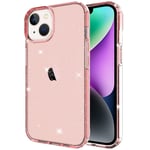 iPhone 14 Plus Glitter Powder deksel - Transparent Pink