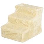 Hundtrappa 3-stegs 35 cm husdjurstrappa med plyschlook Katttrappor för bäddsoffa Katter upp till 4,5 kg Beige