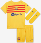Nike Baby/toddler Dri-fit Football 3-piece Kit F.c. Barcelona 2023/24 Fourth Fanikauppa jalkapallo AMARILLO/UNIVERSITY RED/DEEP ROYAL BLUE