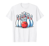 Funny Bowling Pins Scared Faces Strike Bowling Ball Bowler T-Shirt