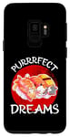 Coque pour Galaxy S9 Purrrfect Dreams Chat sushi endormi amusant pour homme, femme, enfant