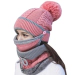 ZS ZHISHANG 3PCS Womens Winter Scarf Set Beanie Hat Thickend Knitted Hat Scarf Face Cover Outdoor (pink)