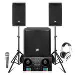 DJ Speaker System wtih Combo1800, Inpulse T7 Controller, Microphone & Headphones