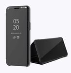 LAGUI Case Compatible for OnePlus Nord 5G, Stylish Mirror Ultra-thin Flip Cover with Stand. black
