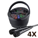 4X Groov-e GVPS923BK Portable Karaoke Boombox - CD Player & Bluetooth Playback