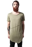 Urban Classics Men's Long Open Edge Front Zip Tee T-Shirt, Light Olive, Small