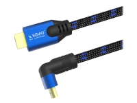 HDMI (M) v2.1-kabel, 1,8 m, vinklad, 8K, koppar, blå/svart, guldspetsar, Ethernet/3D, CL-147