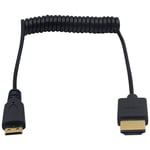Duttek Mini HDMI to HDMI Coiled Cable, Ultra-Thin Extreme Slim HDMI Male to Mini HDMI Male Coiled Cable Support 4K Ultra HD, 1080p, 3D,for Projector, Monitor, Camcorder(HDMI 2.0) (1.2M/4FT)