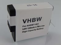 vhbw Li-Ion batterie 1220mAh (3.85V) pour appareil numérique camescope GoPro Hero 2018, 5, 5 Black, 6, 6 Black, 7, 7 Black, ASST1, CHDHX-501, HD 5