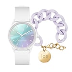 ICE-WATCH Femme Analogue Quartz Montre avec Bracelet en Silicone 020649+ Chain Bracelet - Lavender - Bracelet Mailles XL de Couleur Mauve pour Femmes (020351)