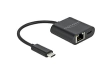 Delock - netværksadapter - USB-C 3.2 Gen 1 - Gigabit Ethernet x 1 + USB-C (kun strøm) x 1