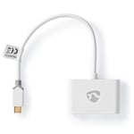 USB Multi-Port Adapter | USB 3.1 Gen1 | USB-C Hane | 2x USB-A | 1000 Mbps | 0.20 m | Rund | Guldplaterad | PVC | Vit | Kartong