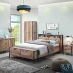 3 Piece Bedroom Furniture Set Wardrobe 4 Drawer Chest Bedside Table Rustic Oak